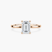 Delicate Four-Prong Emerald Cut Solitaire Engagement Ring