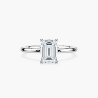 Delicate Four-Prong Emerald Cut Solitaire Engagement Ring