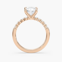 Cushion Cut Shared Prong Side Stone Engagement Ring