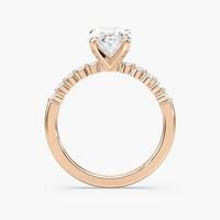 Oval Cut Shared Prong Side Stone Engagement Ring