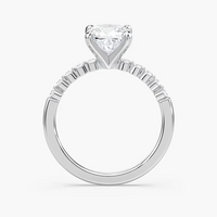 Cushion Cut Shared Prong Side Stone Engagement Ring