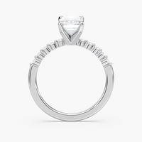 Emerald Cut Shared Prong Side Stone Engagement Ring