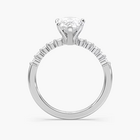 Pear Shaped Shared Prong Side Stone Engagement Ring