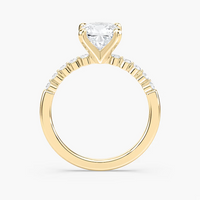 Cushion Cut Shared Prong Side Stone Engagement Ring