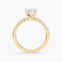 Oval Cut Shared Prong Side Stone Engagement Ring
