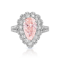 Pear Shape Fancy Intense Orangey Pink Diamond Engagement Ring