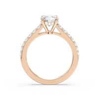 Round Shared Prong Engagement Ring with Hidden Halo