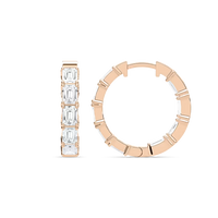 Emerald Cut Lab Grown Diamond Hoop Earrings