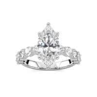 Marquise Cut Shared Prong Engagement Ring with Hidden Halo