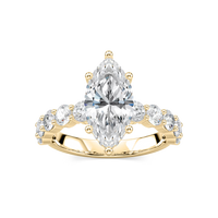 Marquise Cut Shared Prong Engagement Ring with Hidden Halo