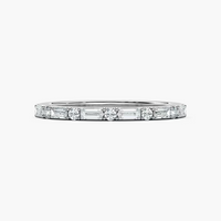 Round and Baguette Shared Prong Wedding Band