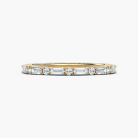 Round and Baguette Shared Prong Wedding Band