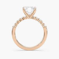 Asscher Cut Shared Prong Side Stone Engagement Ring
