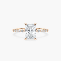Radiant Cut Shared Prong Side Stone Engagement Ring