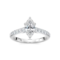 Marquise Shared Prong Engagement Ring with Hidden Halo