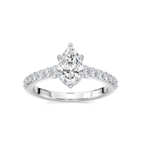 Pear Shared Prong Engagement Ring with Hidden Halo