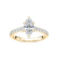 Marquise Shared Prong Engagement Ring with Hidden Halo