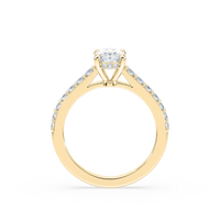Oval Shared Prong Engagement Ring with Hidden Halo