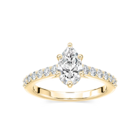 Pear Shared Prong Engagement Ring with Hidden Halo