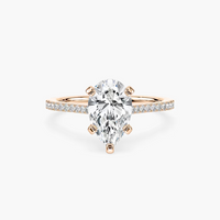Pavé Set Pear Cut Engagement Ring