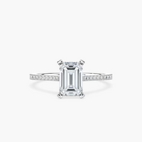 Pavé Set Emerald Cut Engagement Ring