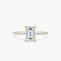 Pavé Set Emerald Cut Engagement Ring