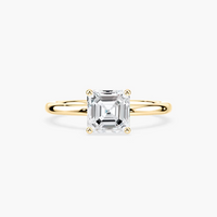 Delicate Four-Prong Asscher Cut Solitaire Engagement Ring