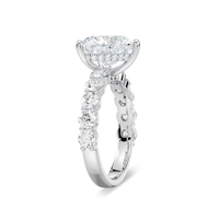 Heart Shaped Shared Prong Engagement Ring with Hidden Halo