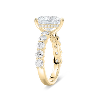 Heart Shaped Shared Prong Engagement Ring with Hidden Halo