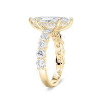 Marquise Cut Shared Prong Engagement Ring with Hidden Halo