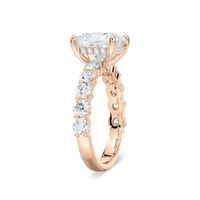 Princess Shaped Shared Prong Engagement Ring with Hidden Halo