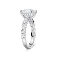 Princess Shaped Shared Prong Engagement Ring with Hidden Halo