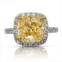 Cushion Cut Yellow Diamond Engagement Ring
