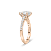 Pear Shared Prong Engagement Ring with Hidden Halo