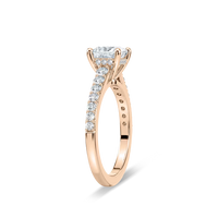 Princess Cut Shared Prong Engagement Ring with Hidden Halo