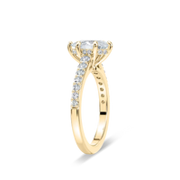 Pear Shared Prong Engagement Ring with Hidden Halo