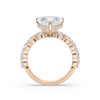 Heart Shaped Shared Prong Engagement Ring with Hidden Halo