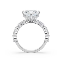 Heart Shaped Shared Prong Engagement Ring with Hidden Halo