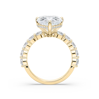 Heart Shaped Shared Prong Engagement Ring with Hidden Halo