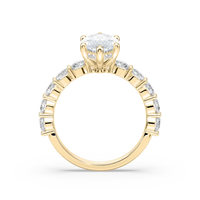Marquise Cut Shared Prong Engagement Ring with Hidden Halo