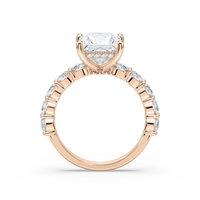 Princess Shaped Shared Prong Engagement Ring with Hidden Halo