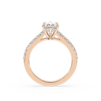 Pear Shared Prong Engagement Ring with Hidden Halo
