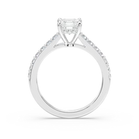 Asscher Shared Prong Engagement Ring with Hidden Halo