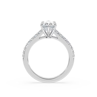 Pear Shared Prong Engagement Ring with Hidden Halo