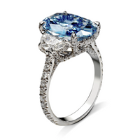 Oval Cut Fancy Vivid Blue Diamond Engagement Ring