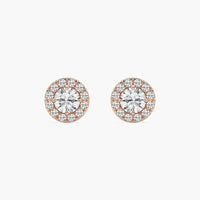 Classic Round Cut Halo Lab Grown Diamond Stud Earrings