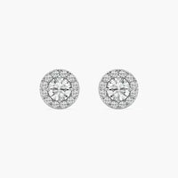 Classic Round Cut Halo Lab Grown Diamond Stud Earrings