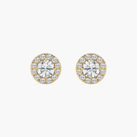 Classic Round Cut Halo Lab Grown Diamond Stud Earrings