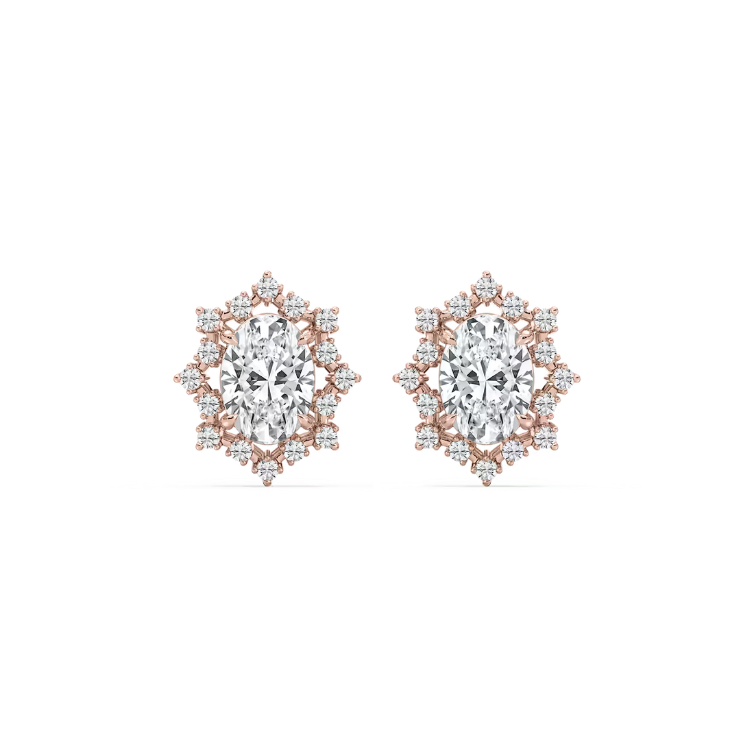 Framed Round Cut Lab Grown Diamond Stud Earrings