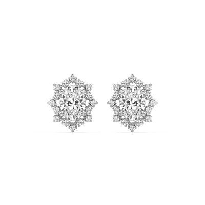 Framed Round Cut Lab Grown Diamond Stud Earrings